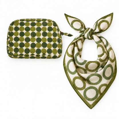 Basera & Baadal Set – Olive Green Circles