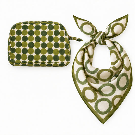 Basera & Baadal Set – Olive Green Circles