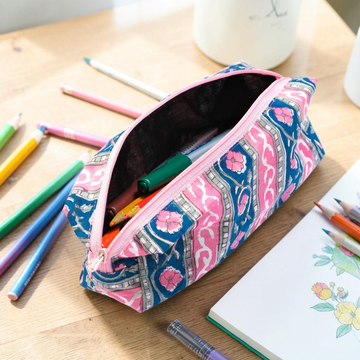 Safar Travel Pouch | Hand Printed Cotton Travel Pouch – The 